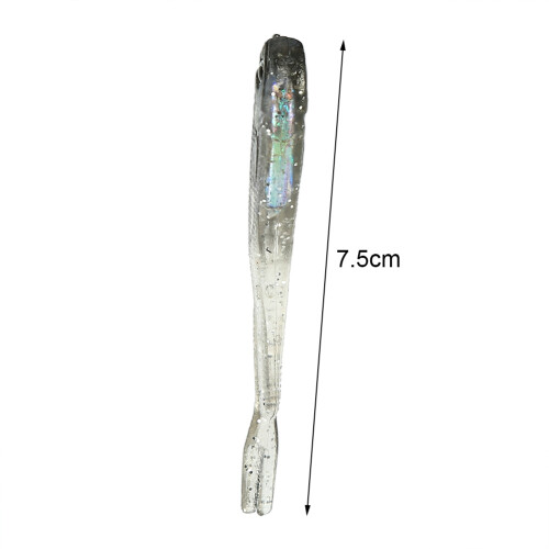 10 Stück 7,5cm Silikon Weiche Köder Jigköpfe mit 3D-Augen und scharfen Haken 2