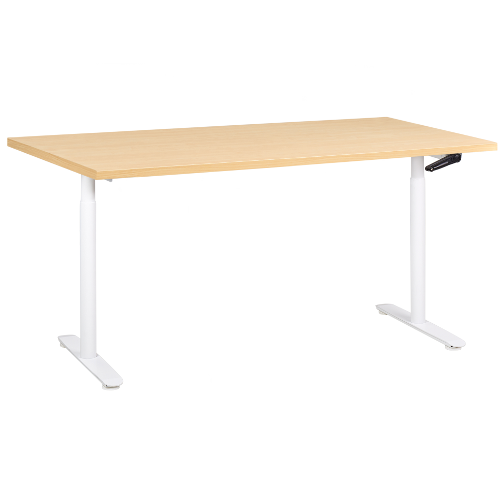 Manual Adjustable Standing Desk DESTINAS Light Brown/ White 160 cm 72 cm-image-OPC-PJ5B5XM-NEW