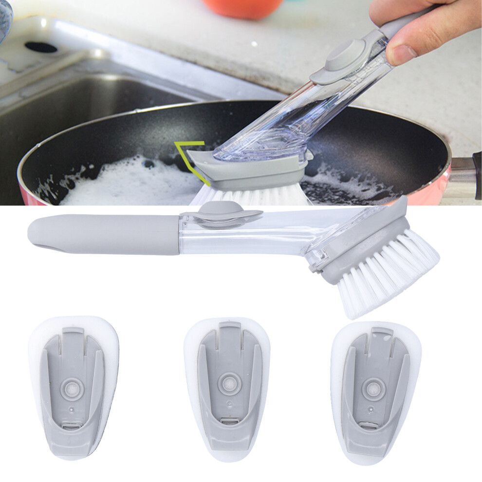 Soap Dispensing Dish Brush with 4 Replaceable Heads, 24cm-image-OPC-PMRVTTY-NEW