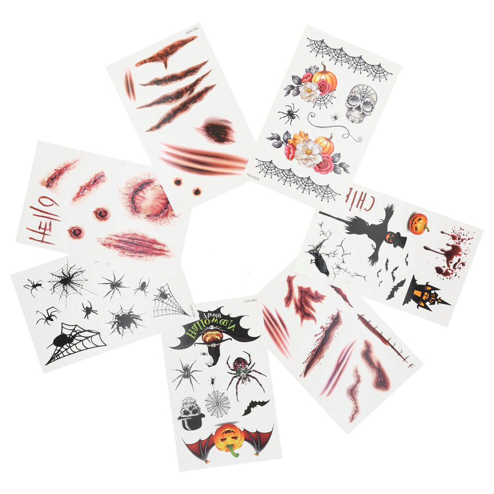 Halloween Zombie Fake Scars 7pcs Waterproof Tattoo Stickers for Kids & Adults