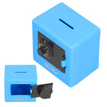 Kinder Geldspar-Box mit Schloss, Blau, kompakte Münz- & Bargeldsafe