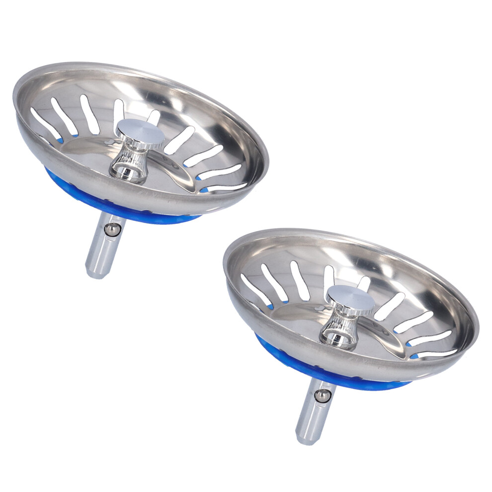 2Pcs Stainless Steel Sink Strainer Plug 80Mm Anti-Clogging Silver 4621358318980