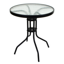 (Default) TEMPERED GLASS TOP PATIO TABLE METAL FRAME LEGS GARDEN OUTDOOR INDOOR BISTRO