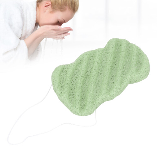 Éponge Konjac pour le visage - verte, portable et lavable