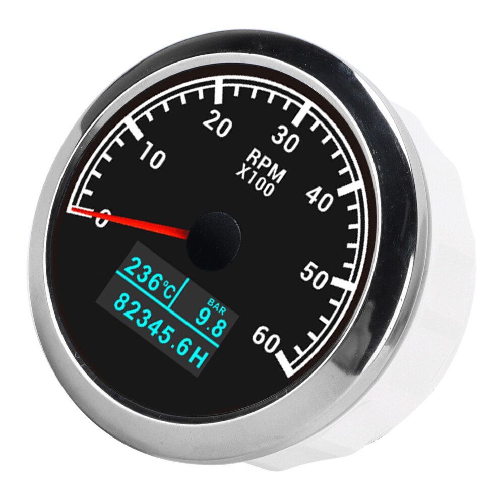 3-In-1 6000Rpm Waterproof Tachometer Water Temp Oil Pressure Hour Gauge For Car Truck Boat 3681358324726