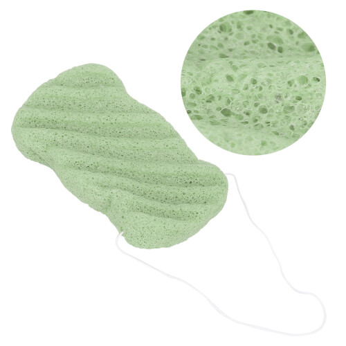 Éponge Konjac pour le visage - verte, portable et lavable 2