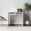 (Oak) Minimalist Writing Desk with Storage Compartments 7
