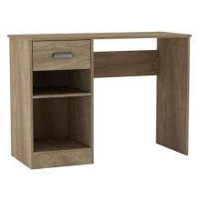 (Oak) MADERA 1-drawer Wooden Desk with Built-in Shelves for Storage, Quick Assembly