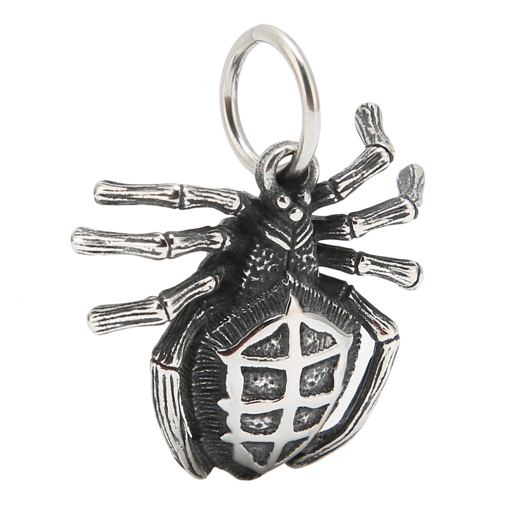 Silver/Black Titanium Steel Clip On Charm Pendant - Spider Zipper Jewelry Accessory 40Mm