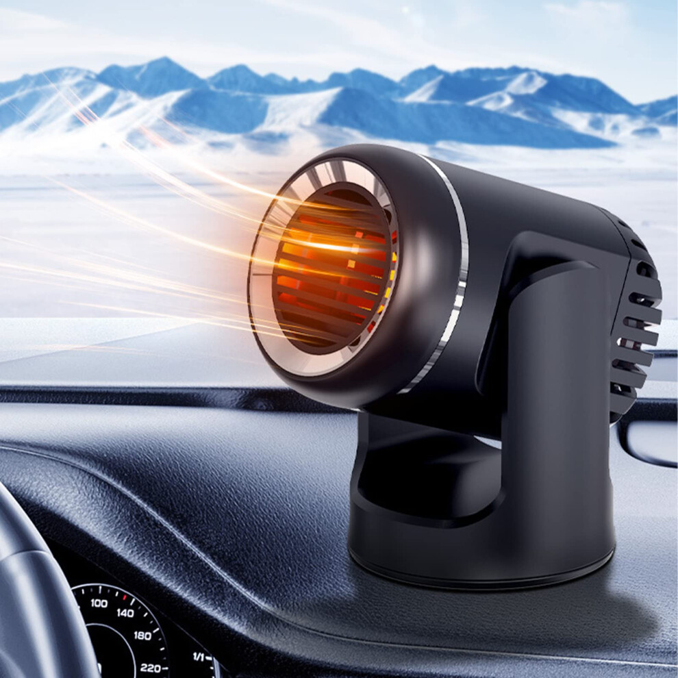 Car Heater Portable 2-In-1 Defroster Defogger For 12V/24V, 150W, Cigarette Lighter Plug, Black 9339159033456