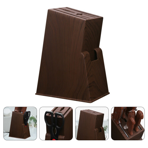 2 Stuks Messenblok Keukenmessenhouder Houtnerf Plastic 2