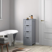 (Grey) mcc direct Bathroom Floor Storage Cabinet, Bathroom Storage Unit with 4 Drawers, Bathroom Cabinet Freestanding for Living Room, Dining Room