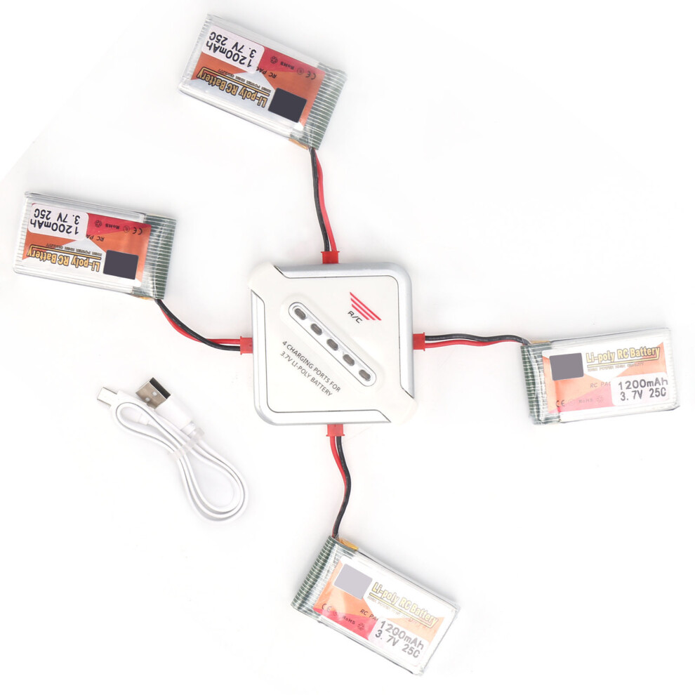 4Pcs 3.7V 1200Mah Lithium Lipo Batteries With Jst & 4-In-1 Charger For Rc Cars & More 8201358339367
