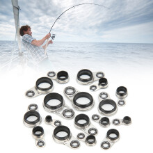 37Pcs Fishing Rod Guide Set with Ceramic Rings, Stainless Steel, Size Varieties