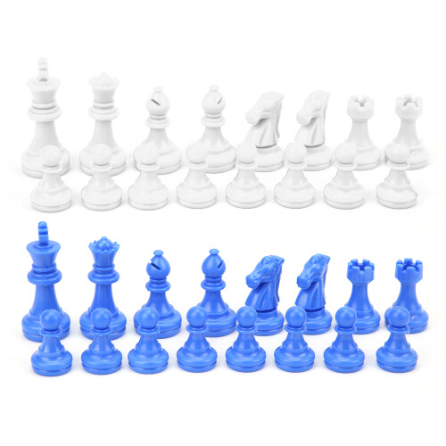 Portable Medieval Chess Set 32PC 49mm High King Hollow Plastic Design 1