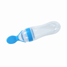 90 ml Silikon-Babyflaschen mit Löffel für Getreide und halbflüssige Nahrung – Blau