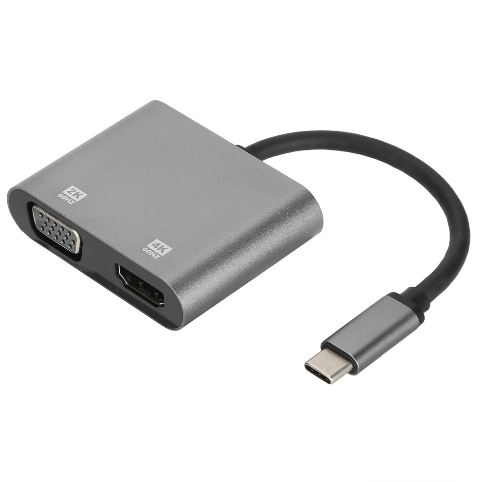 2In1 Type-C To Hdmi Vga Adapter Dock 4K@60Hz Aluminum Gray 4931358345818