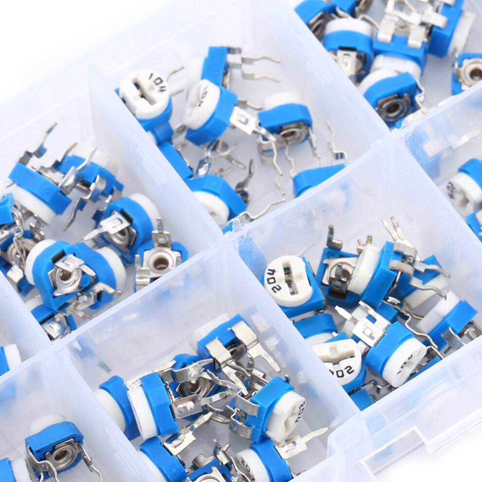 100Pcs 10 Values 500Î©-1Mî© Film Variable Resistor Potentiometer Trimpot Set 9371358348603