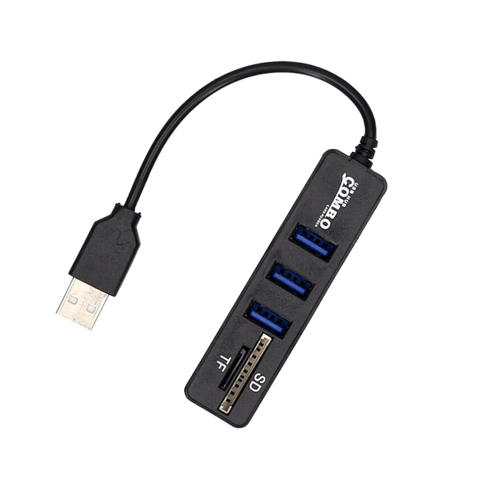 5-In-1 Usb2.0 Hub Converter With Tf/Sd Card Slots, Compact Black 4631358349310