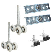 2 jeux de roulettes de porte en verre 83x53mm 25mm fer et nylon