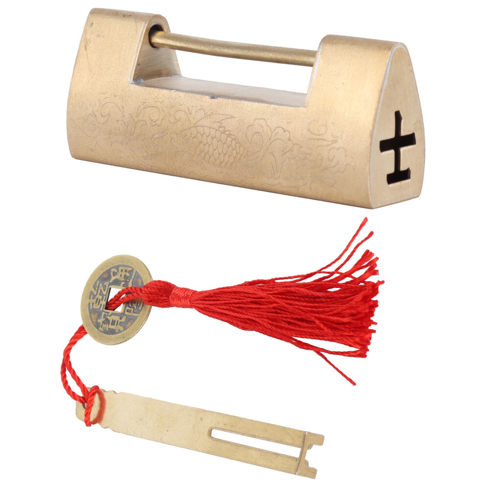 Brass Fish Carved Horizontal Padlock For Jewelry Box & Drawer 9371358361244