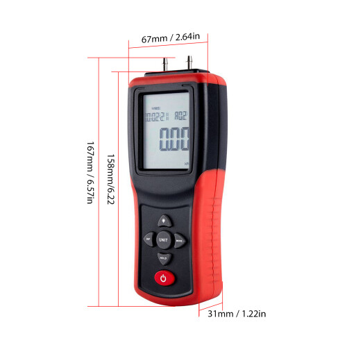 Digitales Manometer, 2,4-Zoll-LCD, hochpräzises