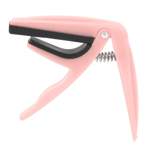 Pink Plastic Ukulele Capo with Silicone Cushion, Spring Adjustable 1