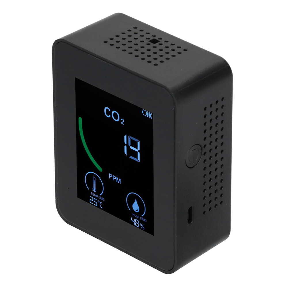 Digital Air Quality Monitor With Usb, Co2, Temp & Humidity - Black 5001358365433