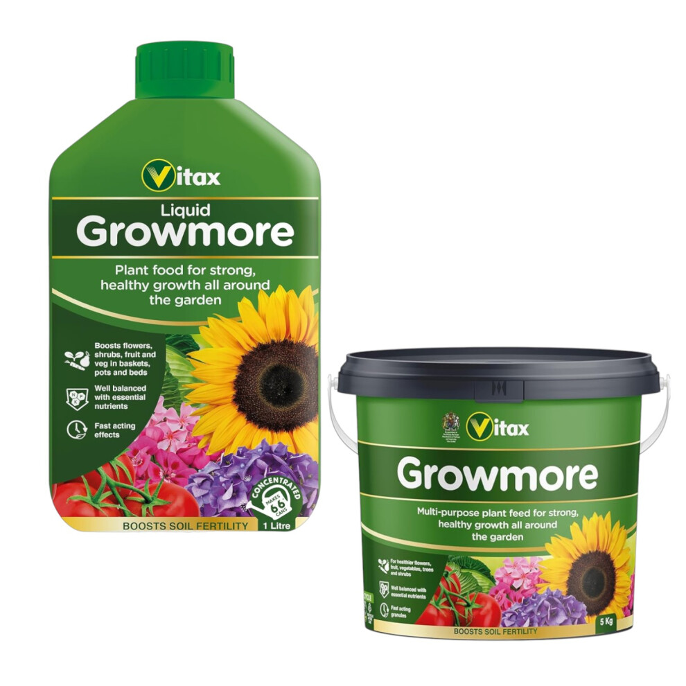 Vitax Growmore 5Kg & 1L Balanced Garden Feed