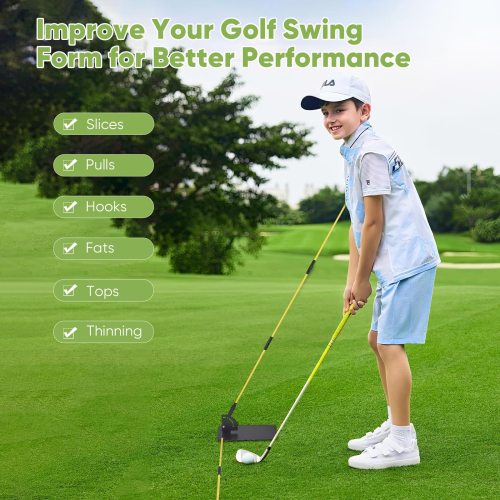 Golf Swing Trainer for Swing Plane & Alignment, Golf Training Aids with 2 x 1M 1