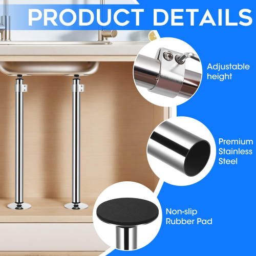 Undermount Sink Brackets, Stainless Steel Undermount Support Pole, 43-79cm Adjustable 2