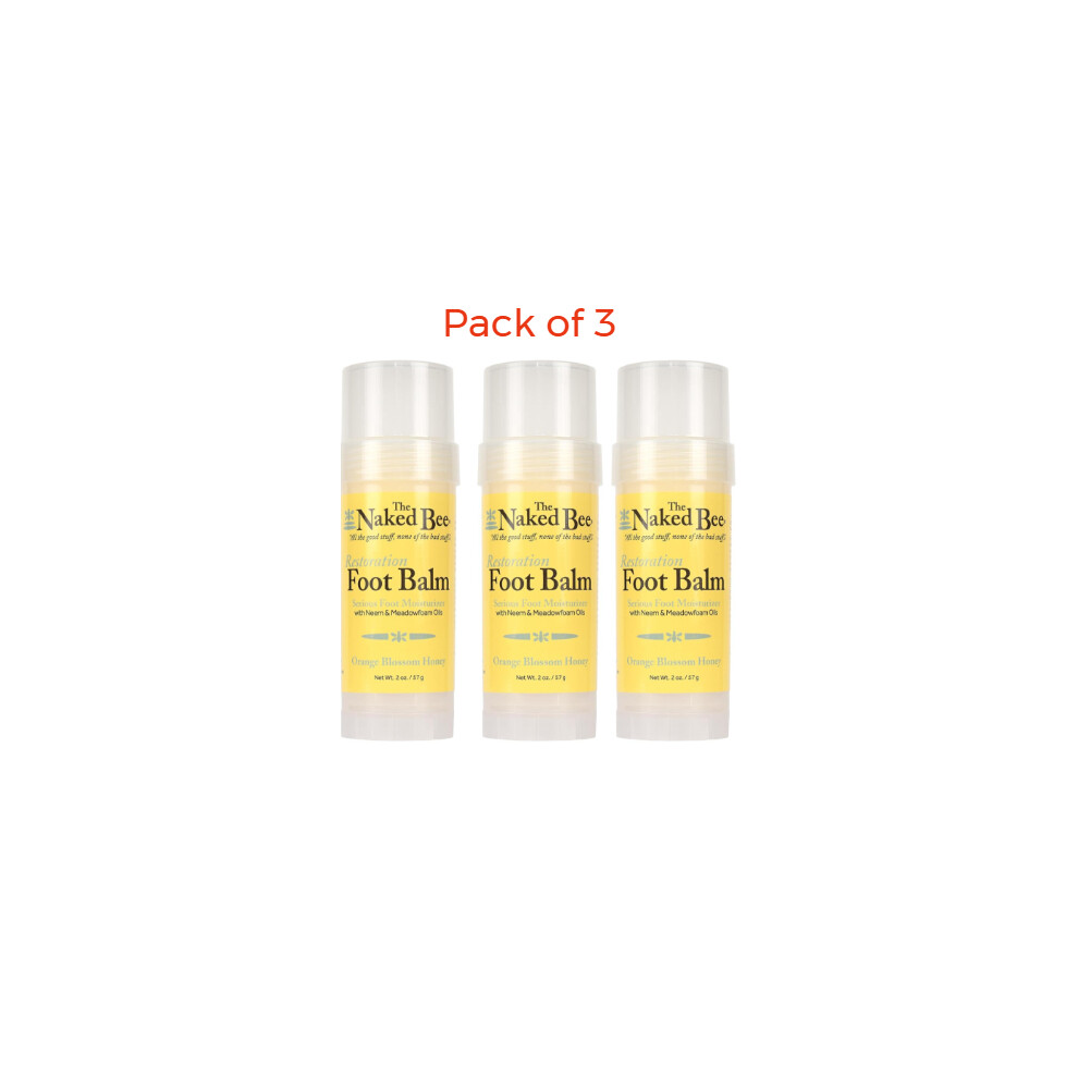 The Naked Bee Foot Balm Restoration Heel (2 oz) Orange Blossom Honey Foot Balm | Deeply Moisturizing & Nourishing (Pack of 3) - 57g Each