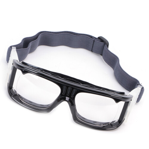 Scratchproof Windproof Black Sports Goggles with Adjustable Strap