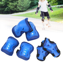 6Pcs Kids Safety Skateboard Gear Set Elbow Knee Wrist Protectors Blue