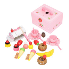 Simulationskuchen Obst Dessert Spielset für Kleinkinder, Holzpädagogisches Spielzeug
