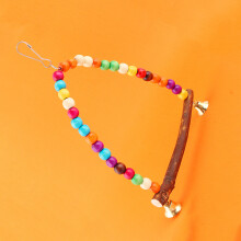 Colorful Wooden Bird Swing for Parrot & Small Pets, 15cm Length