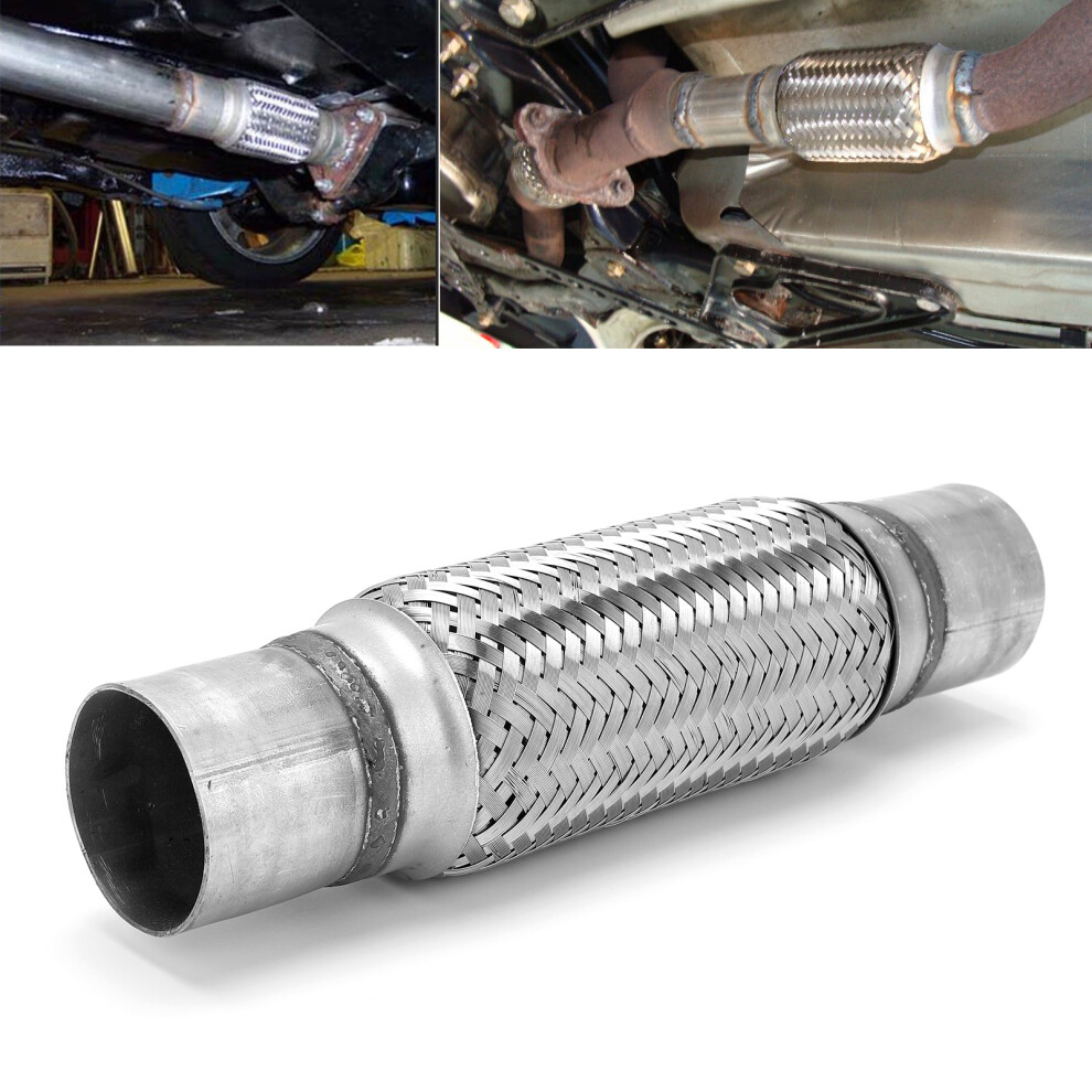 Car Exhaust Flex Joint 2.25X12in Woven Flexible Pipe 57Mm Stainless Steel 8491358377296