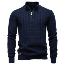(Y6211-Navy, M) Men's Clothing Classic Luxury Striped Pullover Men Old Money Style Cotton Knitwear Thick Warm Crew Neck Winter Social Sweater Male