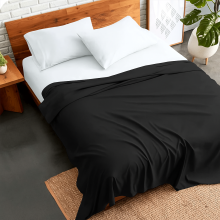 (TC140-Single) Flat Sheet 100% Egyptian Cotton Black Bed Sheets Single Double King Size Luxurious Hotel Quality Breathable Wrinkle Resistant