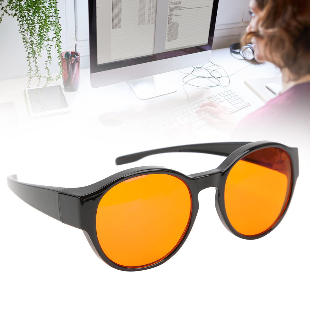 Anti Blue Light Glasses Fit Over Prescription Amber Orange Round Frame 8731358381900