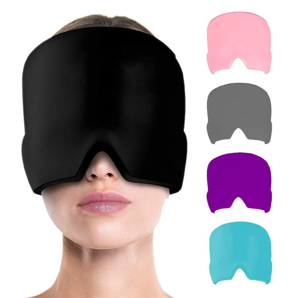 Black Migraine Ice Relief Hat Cap 1 Pack Reusable Cold Therapy Ice Pack Headache Cap Sinus Pressure