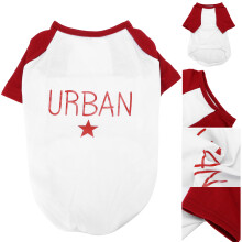 T-shirt per animali in cotone taglia M rosso color blocking sottile
