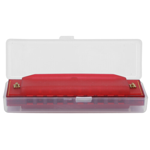 Translucent Plastic 10-Hole Harmonica with Storage Box for Kids Crimson 1