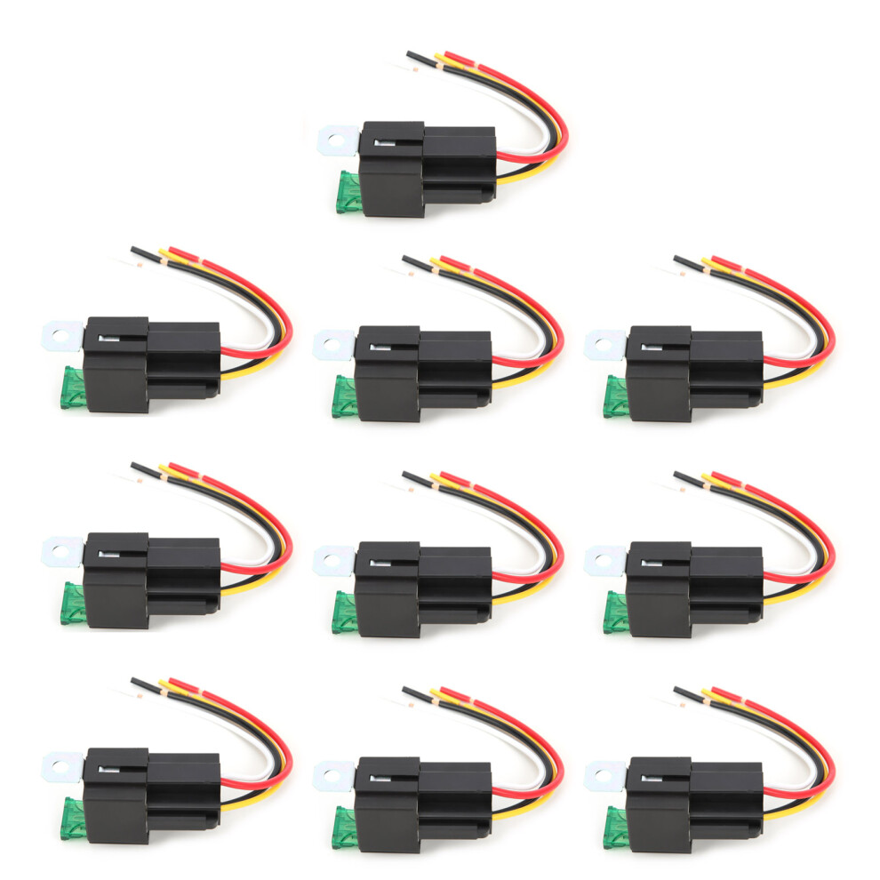 10 Pcs Waterproof 12Vdc 30A Spst Relay With Base Cable, Abs 6911358386330