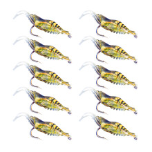 10 Stück Weiche Garnelen-Köder für Barschangeln, Gelb, 4 cm