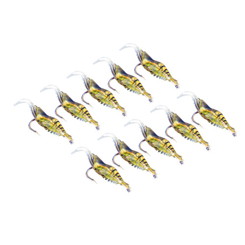 10 Stück Weiche Garnelen-Köder für Barschangeln, Gelb, 4 cm 1
