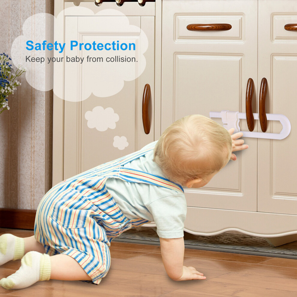 No-Drill U Shape Locks for Childproofing Cabinets and Drawers