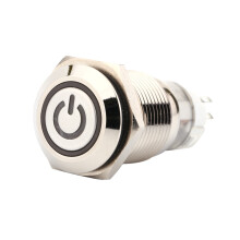16mm 12V Metallischer LED-Taster mit Rastfunktion, 1NO 1NC Druckknopfschalter