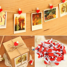 Herzförmige Holzklammern für Fotos, Notizen, Hochzeiten, Weihnachten, Party-Dekoration, 4cm