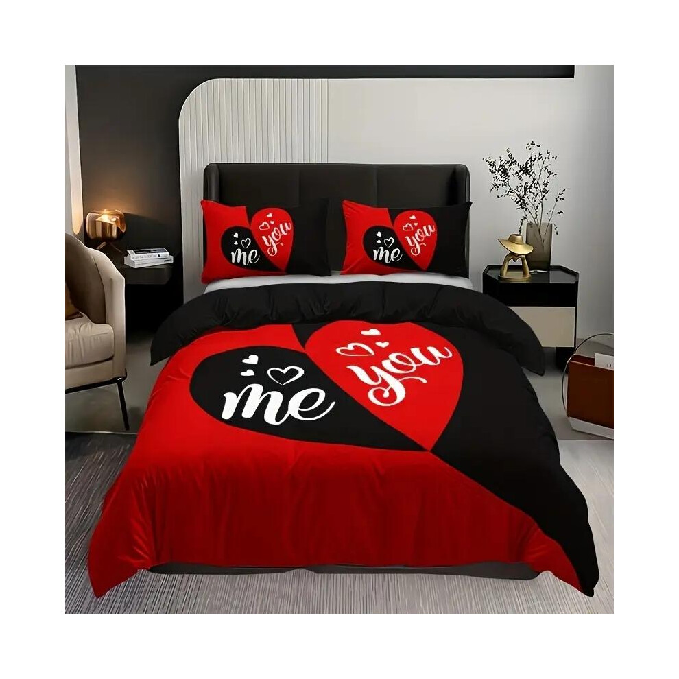 (Type 3, US Twin) Rose Pattern Decorative Bedding Set, Including 1 Duvet Cover & 2 Pillowcases, Bedding Supplies for Home Bedroom Hotel-image-OPC-PMS2C9R-NEW